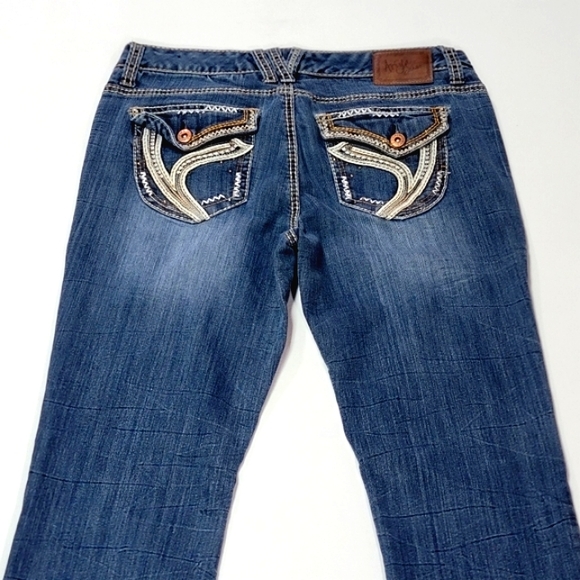 ARIYA JEANS ♡ Sweet 'n Sexy Embellished Bling Stretchy Flared Blue Jeans 11|12 - Picture 7 of 17